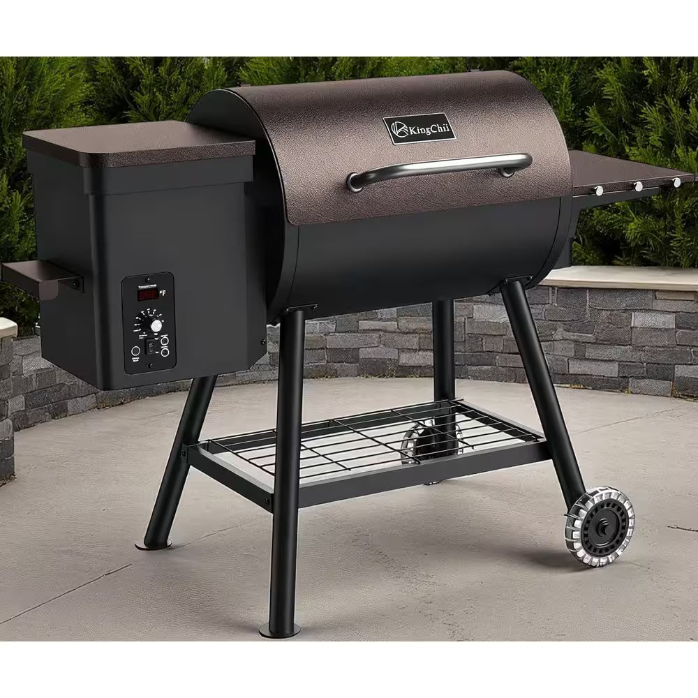 King Chii 456 Sq. In. Wood Pellet Grill and Smoker BBQ with PID Auto Temperature Control in Bronze