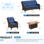 Outdoor Patio Furniture Set with Fire Pit Table