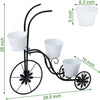 Bicycle Planter Stand, Metal Flower Pot Cart Holder Tricycle Planter with 3 Plant Bucket Outdoor Decorative for Patio, Deck, Garden or Lawn