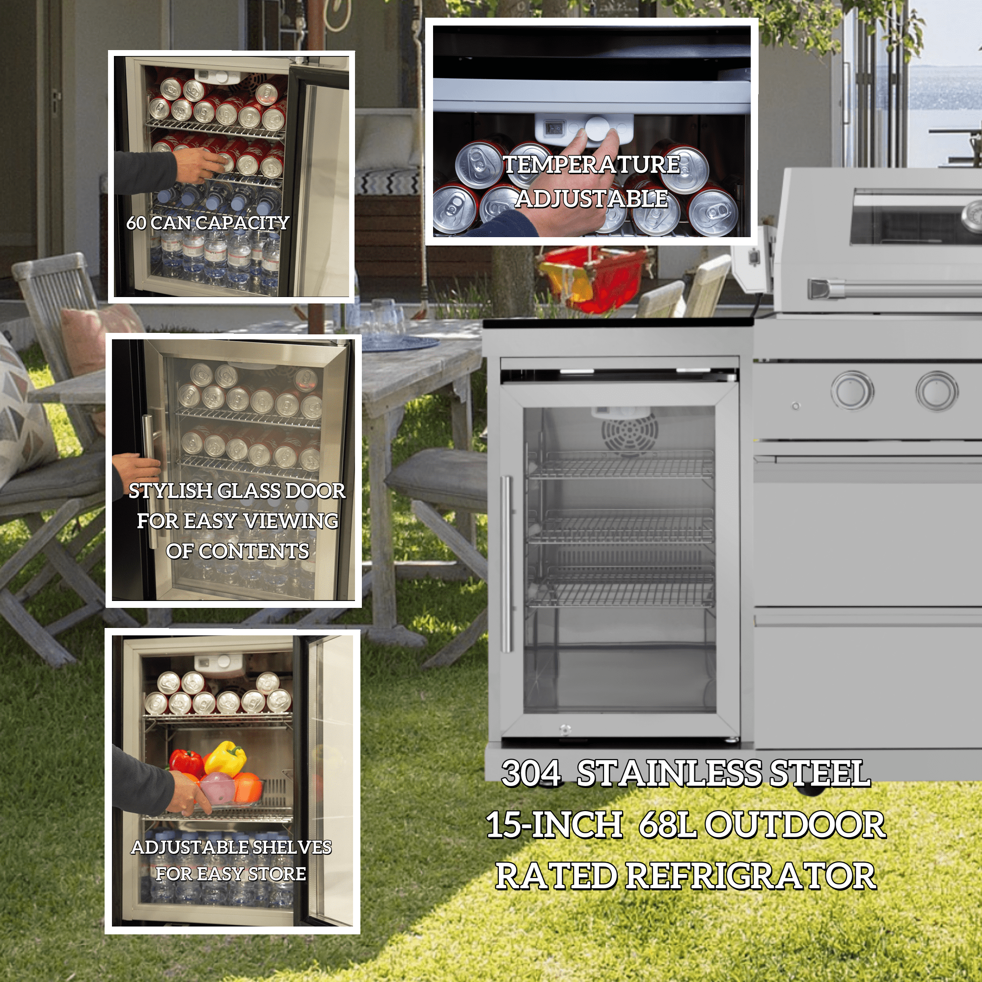 125" 10,8000 BTU 4-Burner Outdoor Kitchen Island Grill with Pizza Oven
