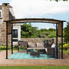 12' x 9' Outdoor Patio Pergola Gazebo - Steel Frame Sun Shelter With Retractable Canopy
