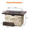 43 In. Propane Fire Pit Table Outdoor Stone Firepit Table Rectangular 50000 BTU Propane Fire Tables-Buff
