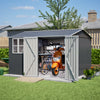 10 X 8FT Outdoor Steel Storage Shed with Clear Window & Lockable Doors