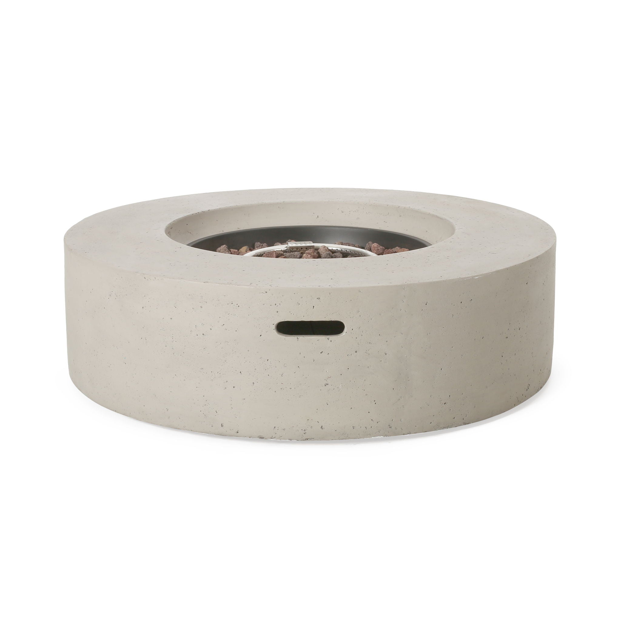 Modern Lightweight Concrete Outdoor Circular Fire Pit 50,000 BTU