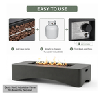 56" Propane Fire Pit Table, Rectangular Outdoor Gas Fire Pit - Dark Gray