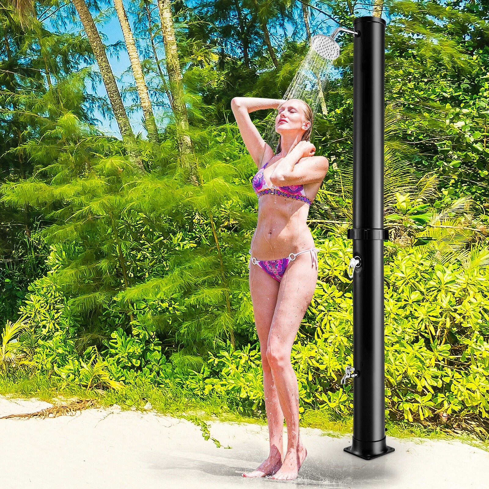 7.2 Feet Solar-Heated Outdoor Shower with Free-Rotating Shower Head