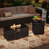 2-Piece Outdoor Rattan Fire Table Set - 32 Inch Rectangle Gas Firepit with Tank Cover - 3 colors