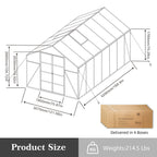 Gain Height Windproof Aluminum Greenhouse with Raised Base