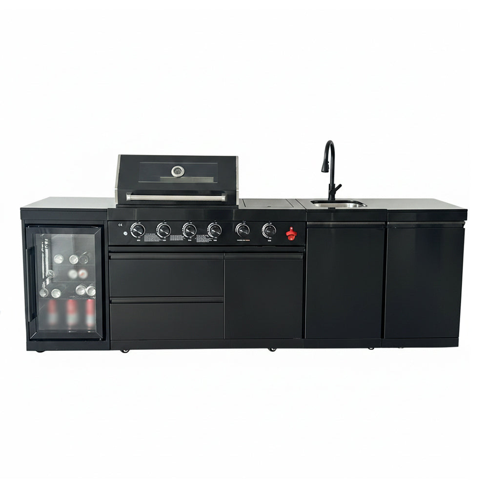 104" 4-Burner 72,000 BTU Black Outdoor Kitchen Bar Barbecue Island Grill