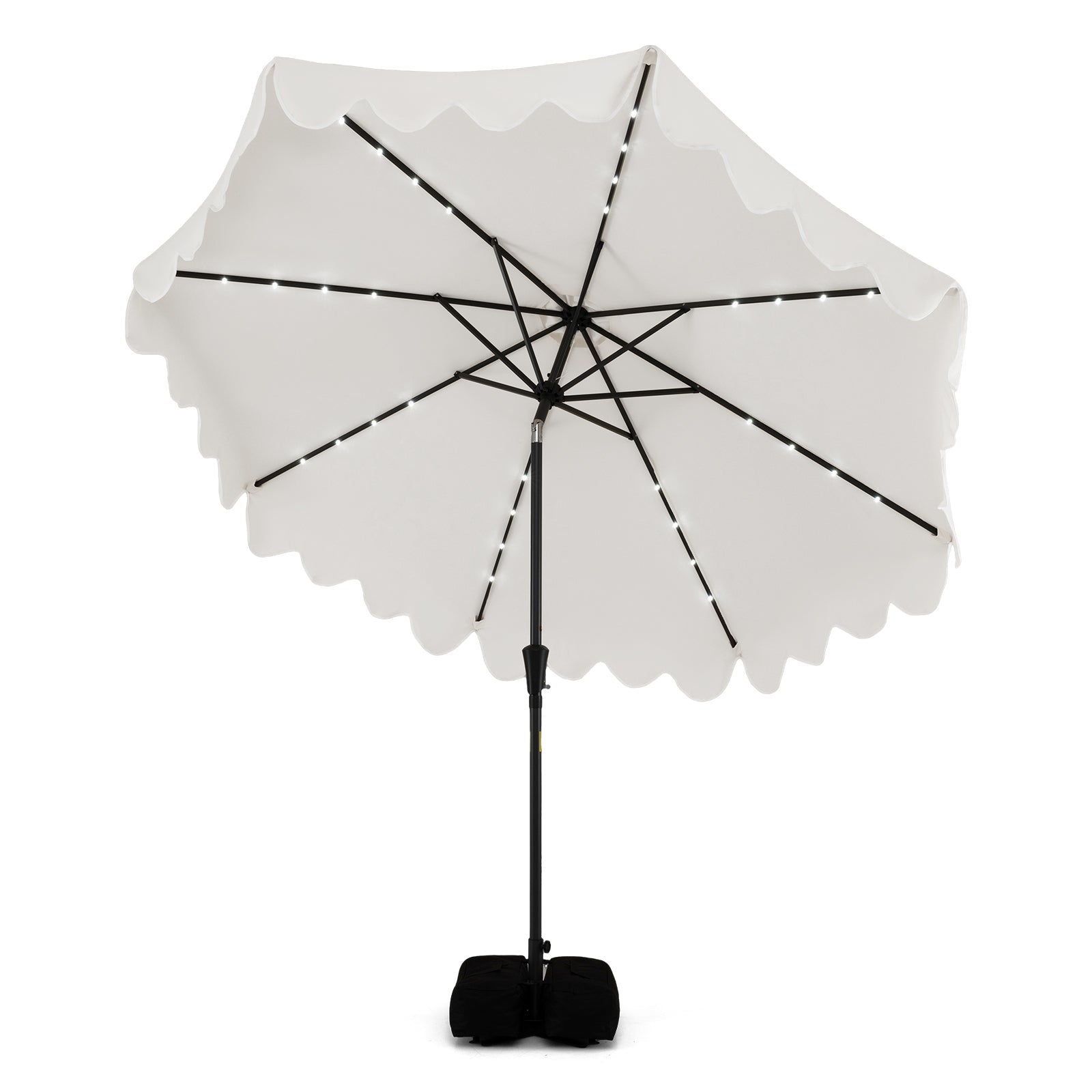 10 FT Outdoor Patio Umbrella with Solar LED Lights and Weighted Base