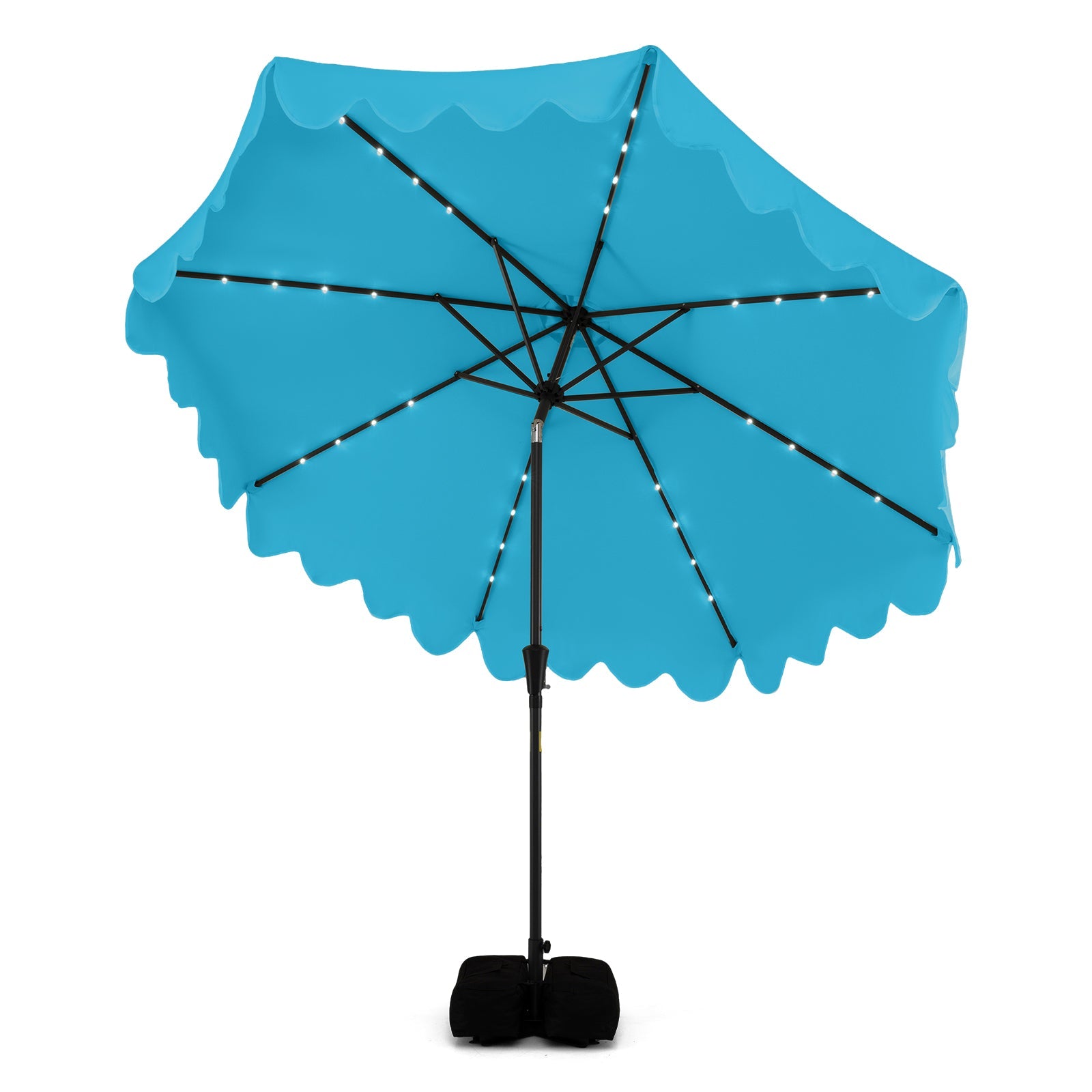 10 FT Outdoor Patio Umbrella with Solar LED Lights and Weighted Base