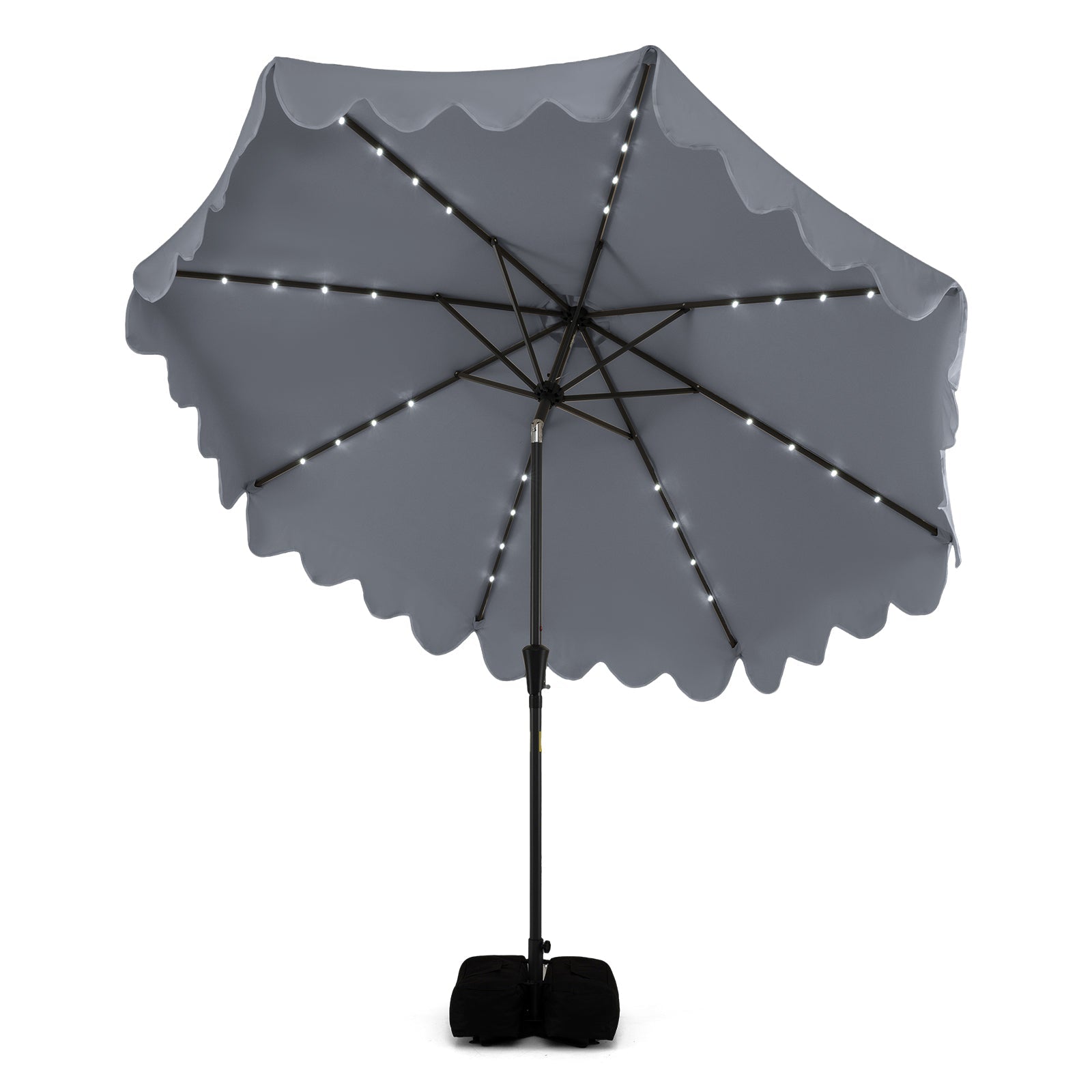 10 FT Outdoor Patio Umbrella with Solar LED Lights and Weighted Base