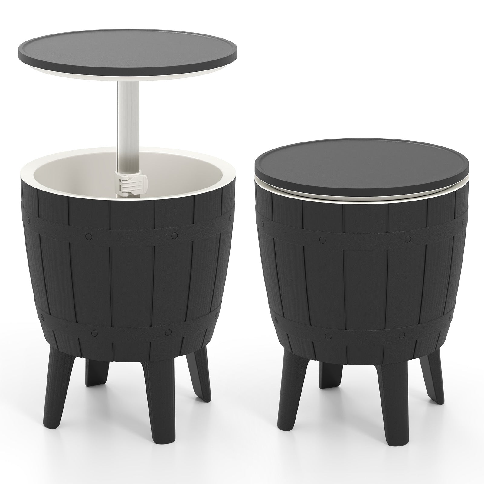 10 Gallon Cooler Bar Table Outdoor Coffee Table Ice Bucket with Telescopic Tabletop for cold drinks