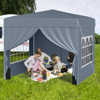 10 X 10 FT Pop up Canopy Tent Outdoor Patio Commercial Sunshade Shelter with 4 Sidewalls