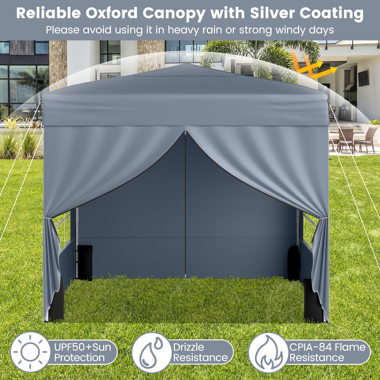 10 X 10 FT Pop up Canopy Tent Outdoor Patio Commercial Sunshade Shelter with 4 Sidewalls