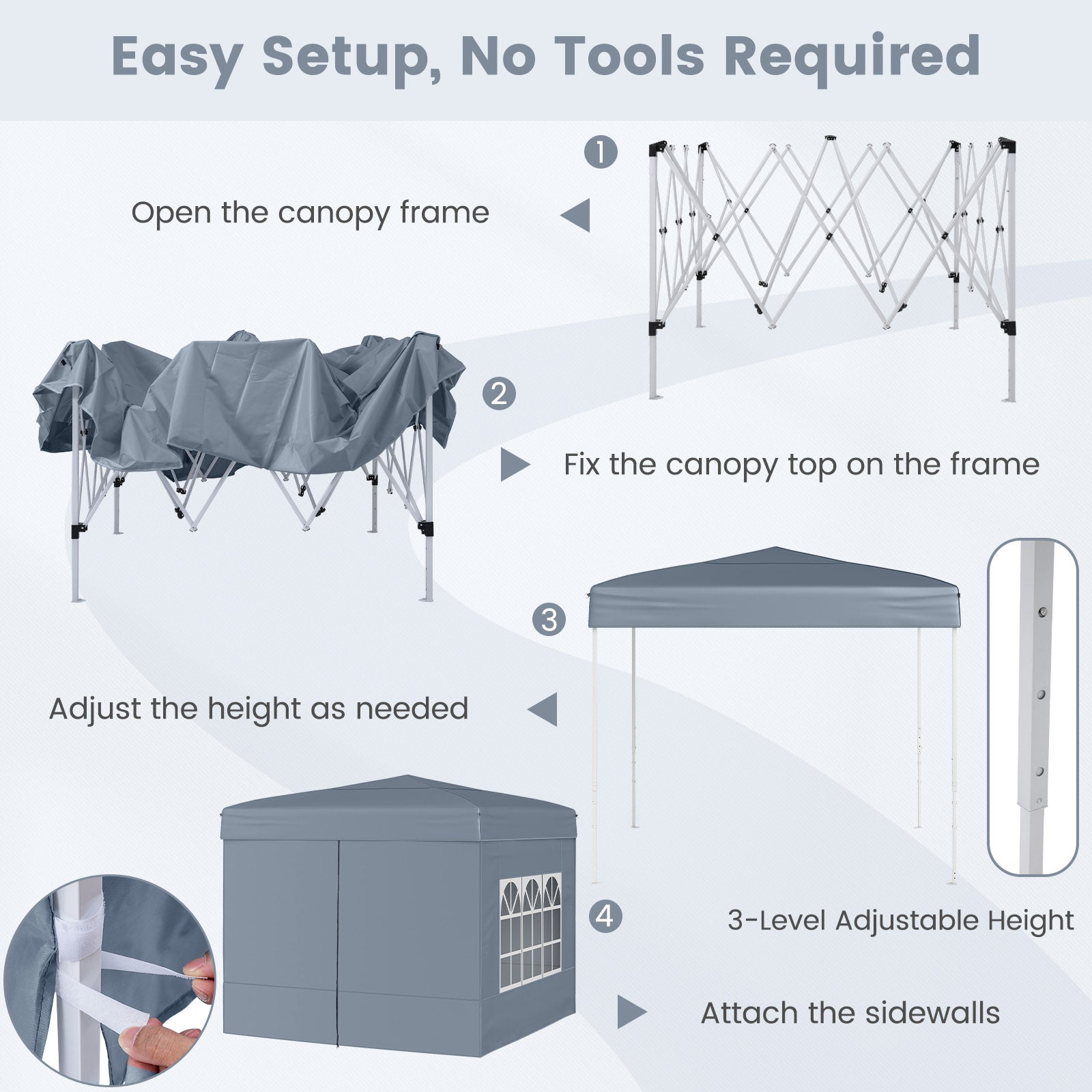 10 X 10 FT Pop up Canopy Tent Outdoor Patio Commercial Sunshade Shelter with 4 Sidewalls