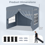 10 X 10 FT Pop up Canopy Tent Outdoor Patio Commercial Sunshade Shelter with 4 Sidewalls