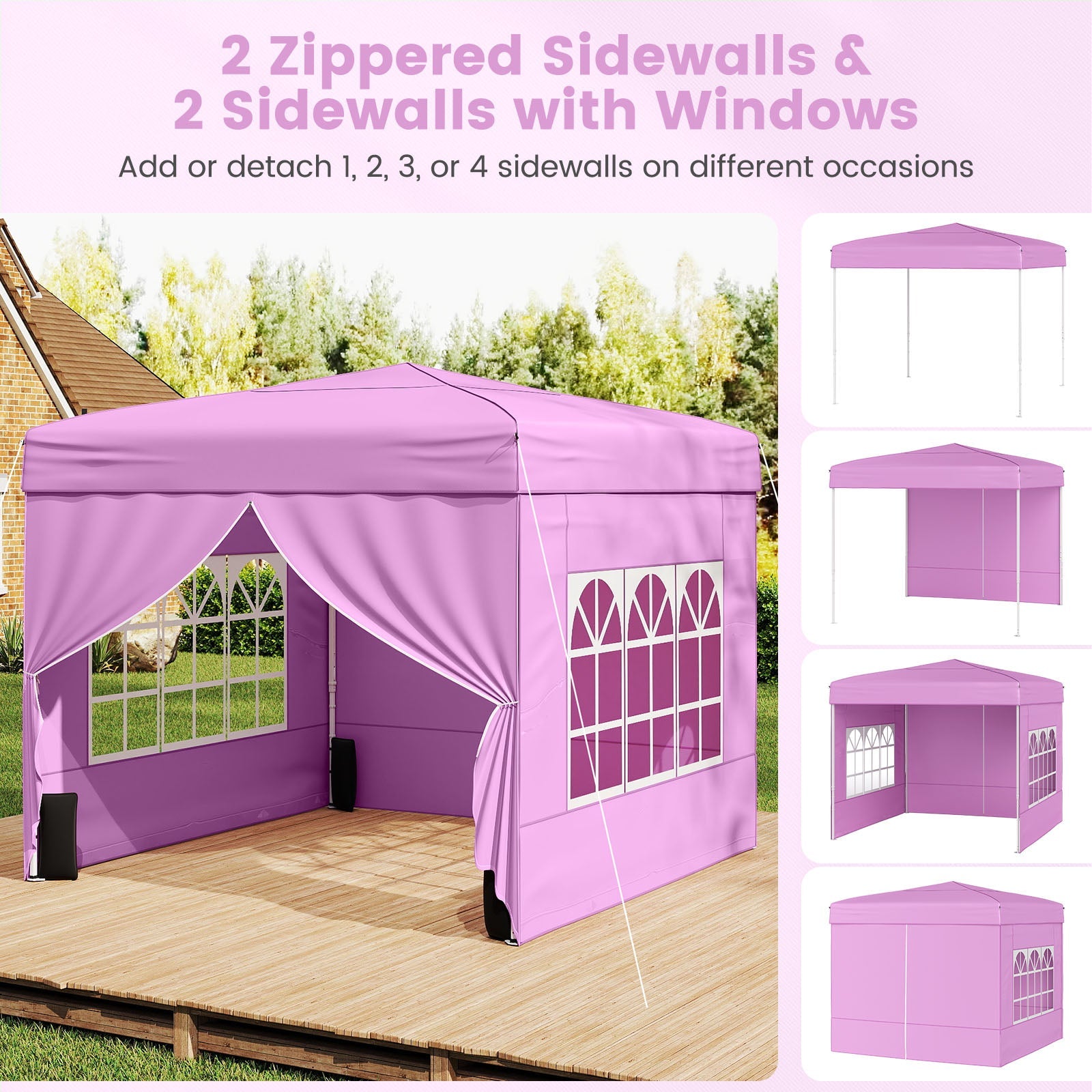 10 X 10 FT Pop up Canopy Tent Outdoor Patio Commercial Sunshade Shelter with 4 Sidewalls