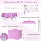 10 X 10 FT Pop up Canopy Tent Outdoor Patio Commercial Sunshade Shelter with 4 Sidewalls