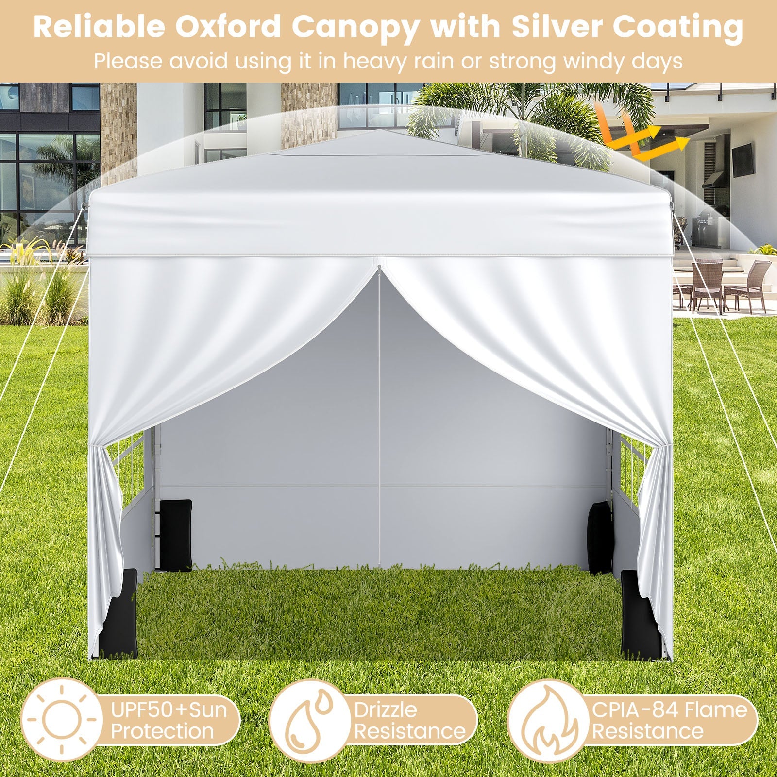 10 X 10 FT Pop up Canopy Tent Outdoor Patio Commercial Sunshade Shelter with 4 Sidewalls