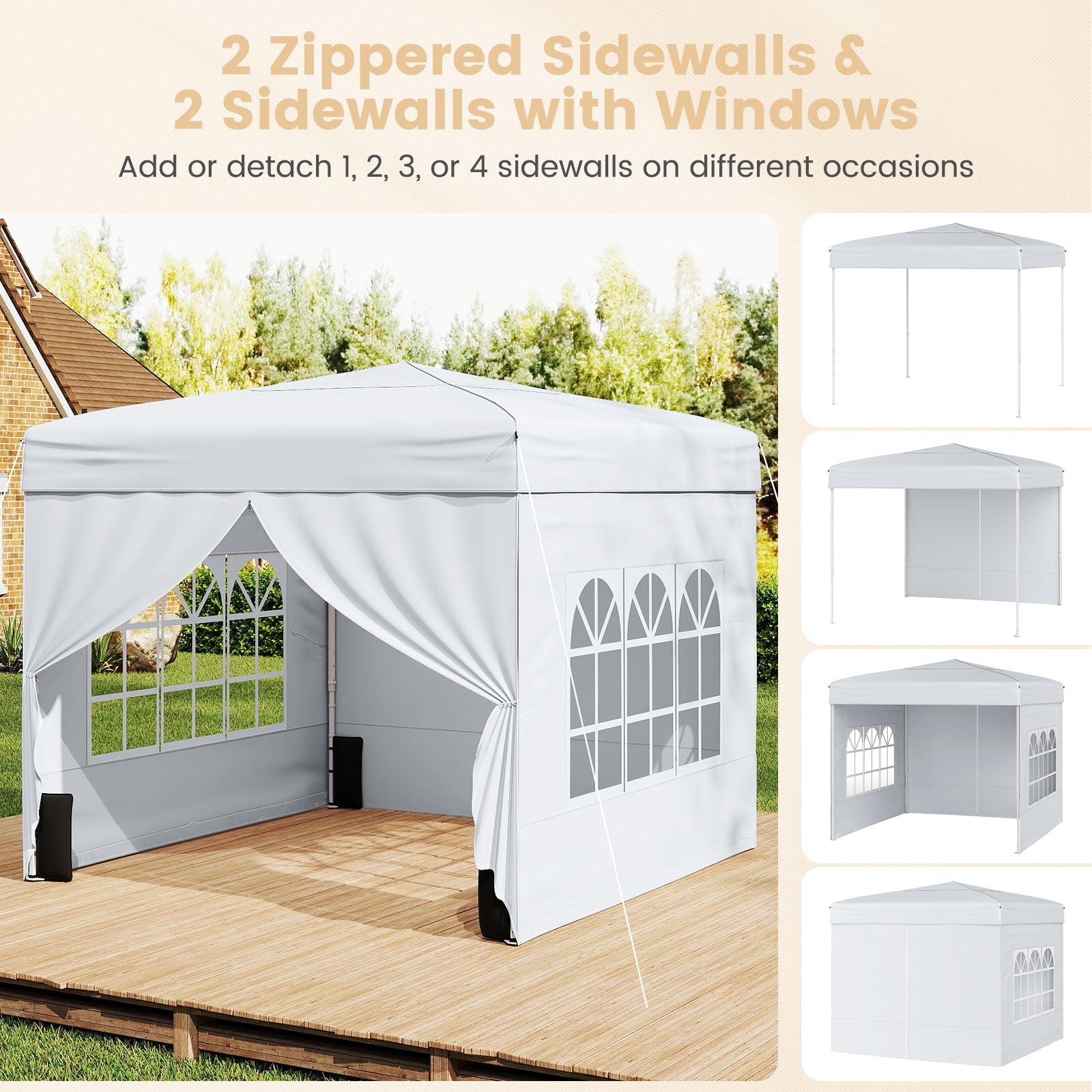 10 X 10 FT Pop up Canopy Tent Outdoor Patio Commercial Sunshade Shelter with 4 Sidewalls