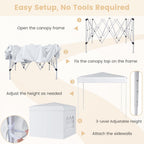 10 X 10 FT Pop up Canopy Tent Outdoor Patio Commercial Sunshade Shelter with 4 Sidewalls