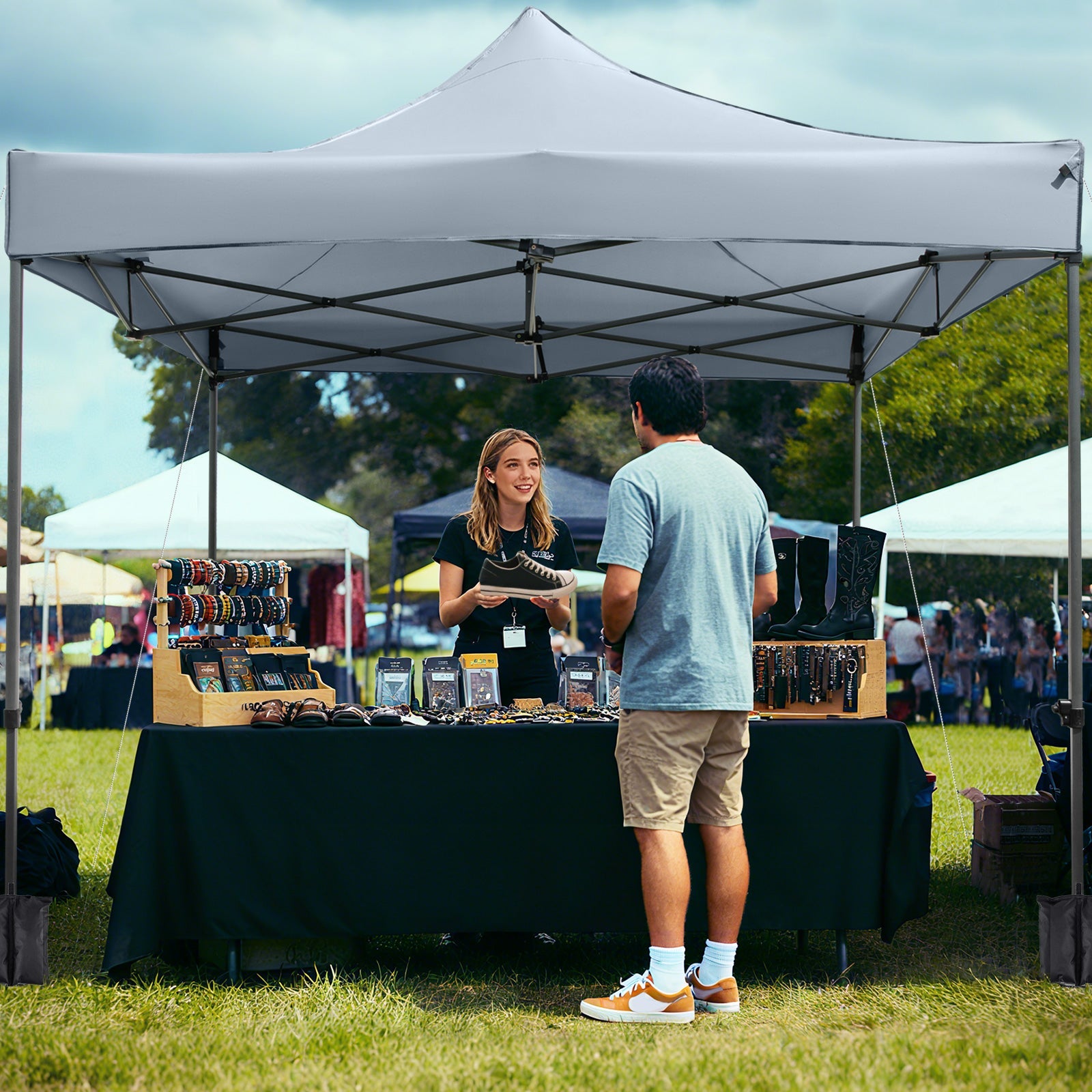 10 x 10 FT Outdoor Pop up Canopy Tent - Easy Setup Gazebo Shelter with Wheeled Bag