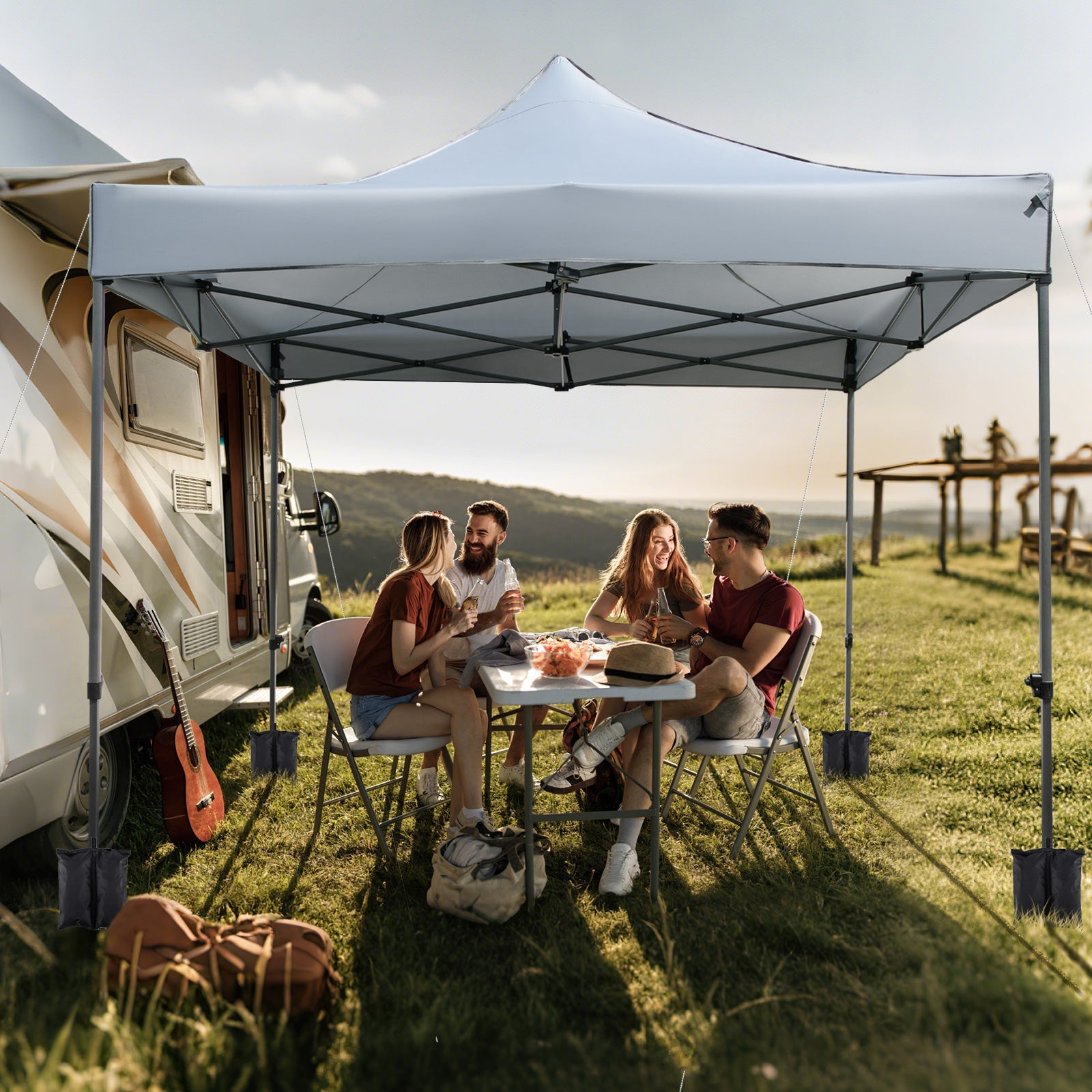 10 x 10 FT Outdoor Pop up Canopy Tent - Easy Setup Gazebo Shelter with Wheeled Bag