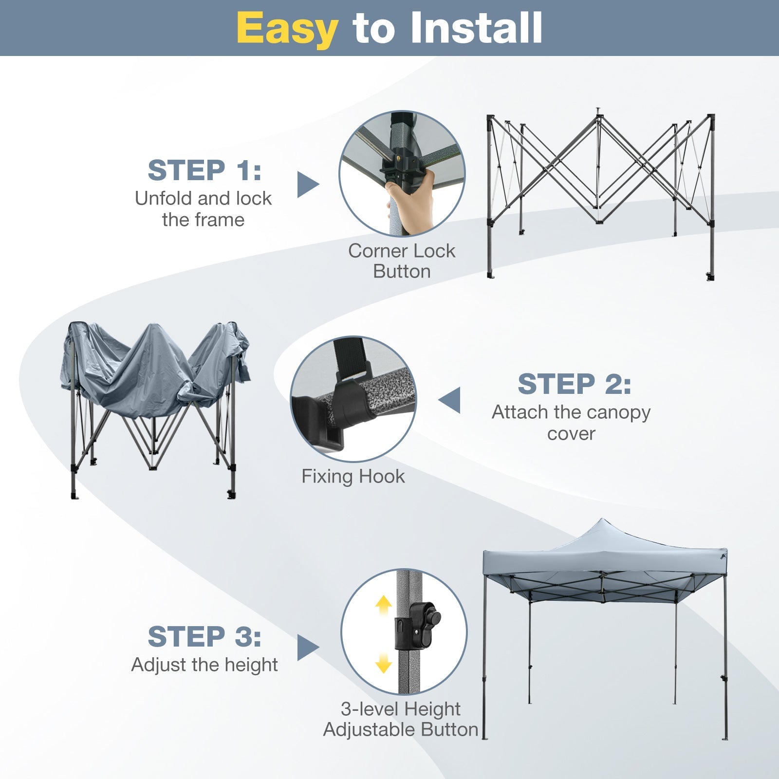 10 x 10 FT Outdoor Pop up Canopy Tent - Easy Setup Gazebo Shelter with Wheeled Bag