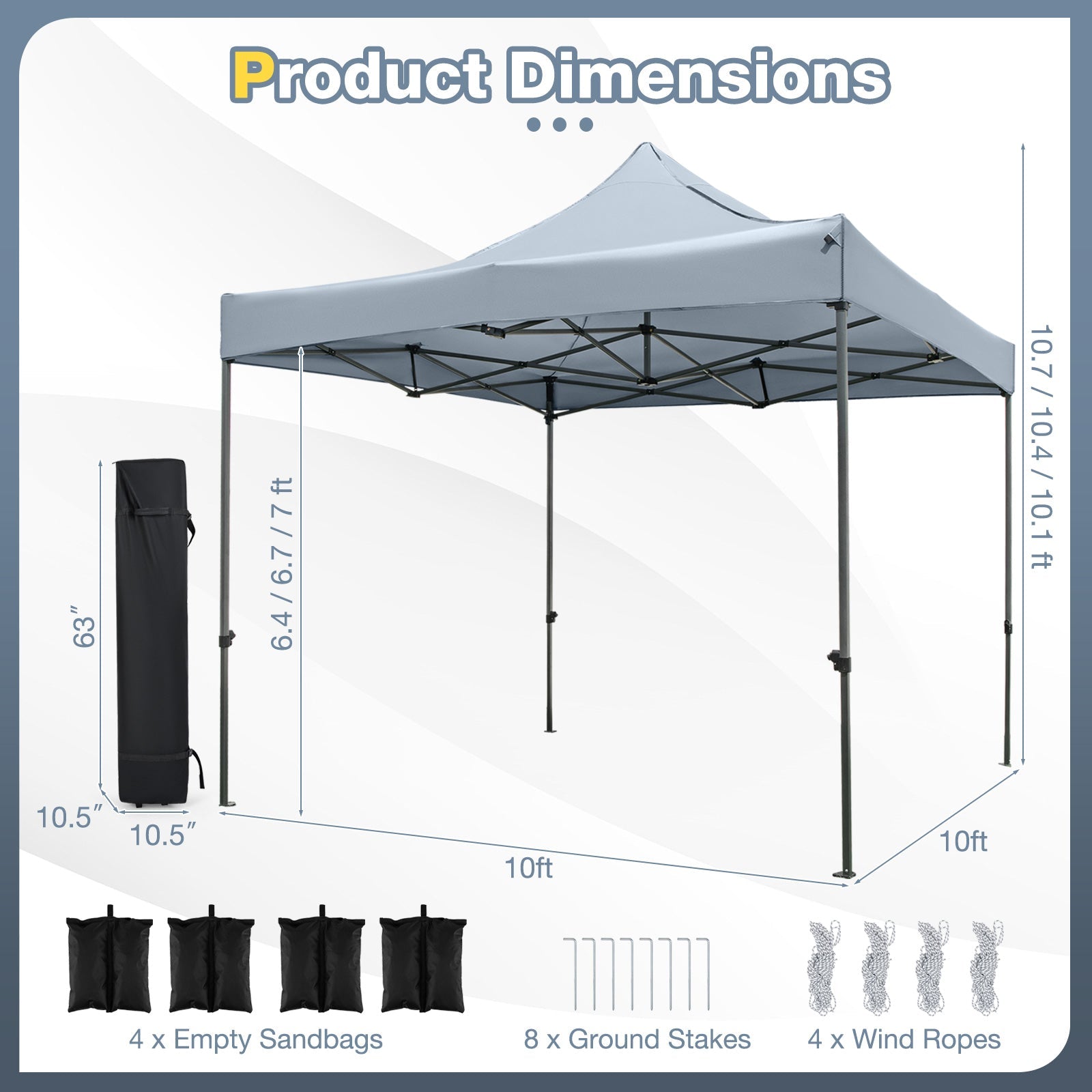 10 x 10 FT Outdoor Pop up Canopy Tent - Easy Setup Gazebo Shelter with Wheeled Bag