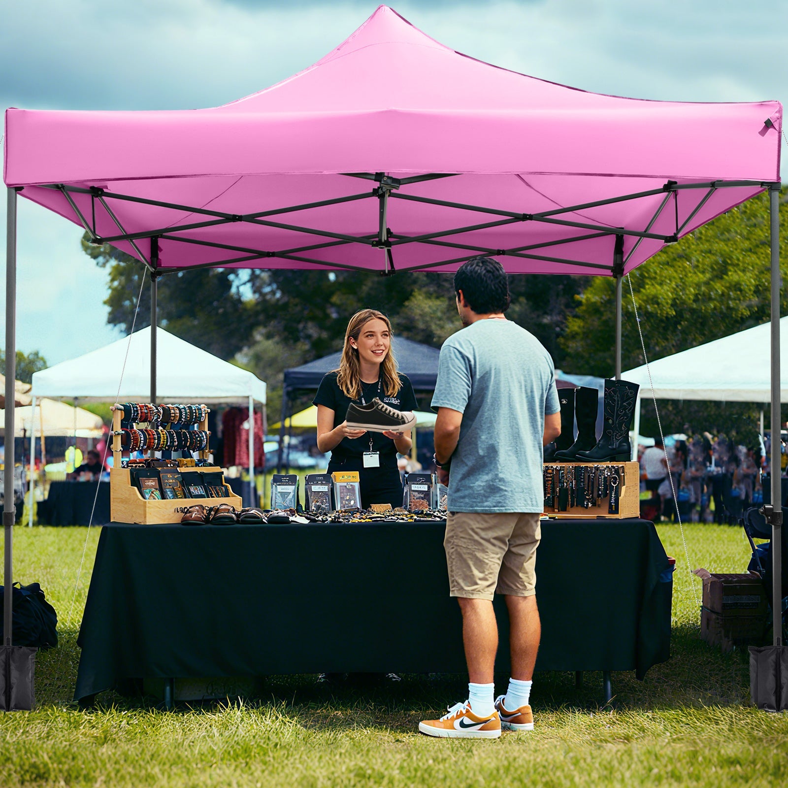 10 x 10 FT Outdoor Pop up Canopy Tent - Easy Setup Gazebo Shelter with Wheeled Bag