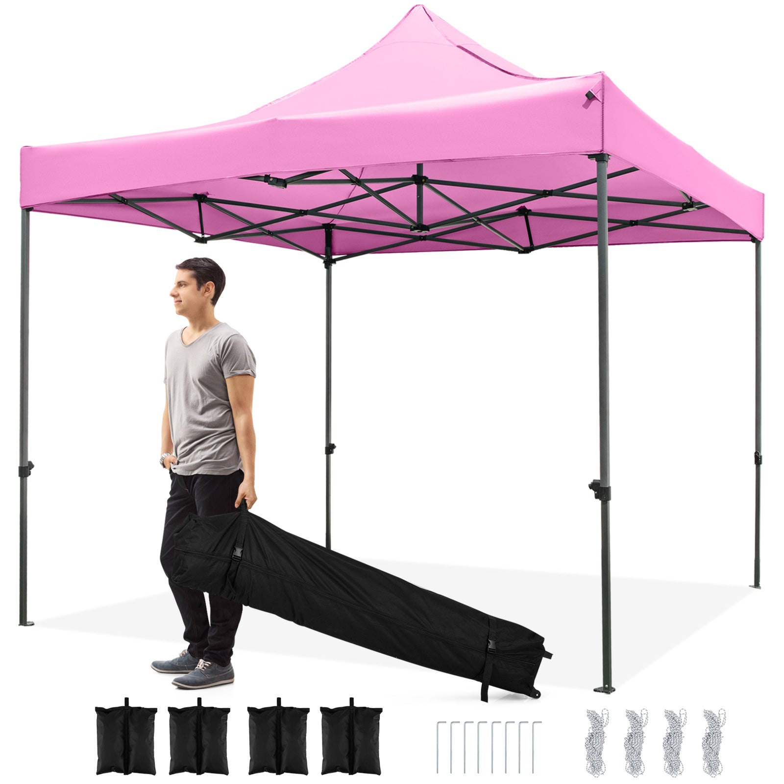 10 x 10 FT Outdoor Pop up Canopy Tent - Easy Setup Gazebo Shelter with Wheeled Bag