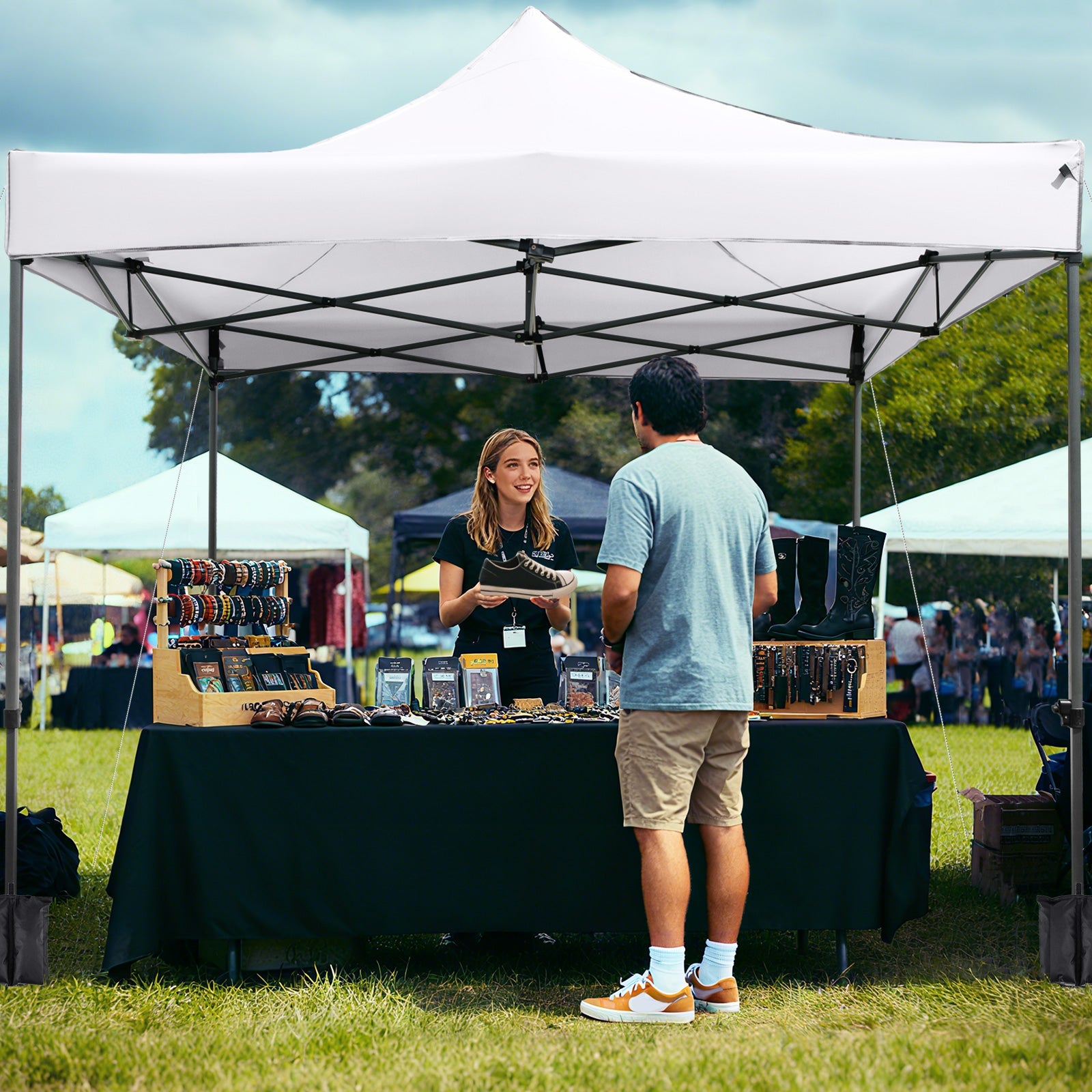 10 x 10 FT Outdoor Pop up Canopy Tent - Easy Setup Gazebo Shelter with Wheeled Bag