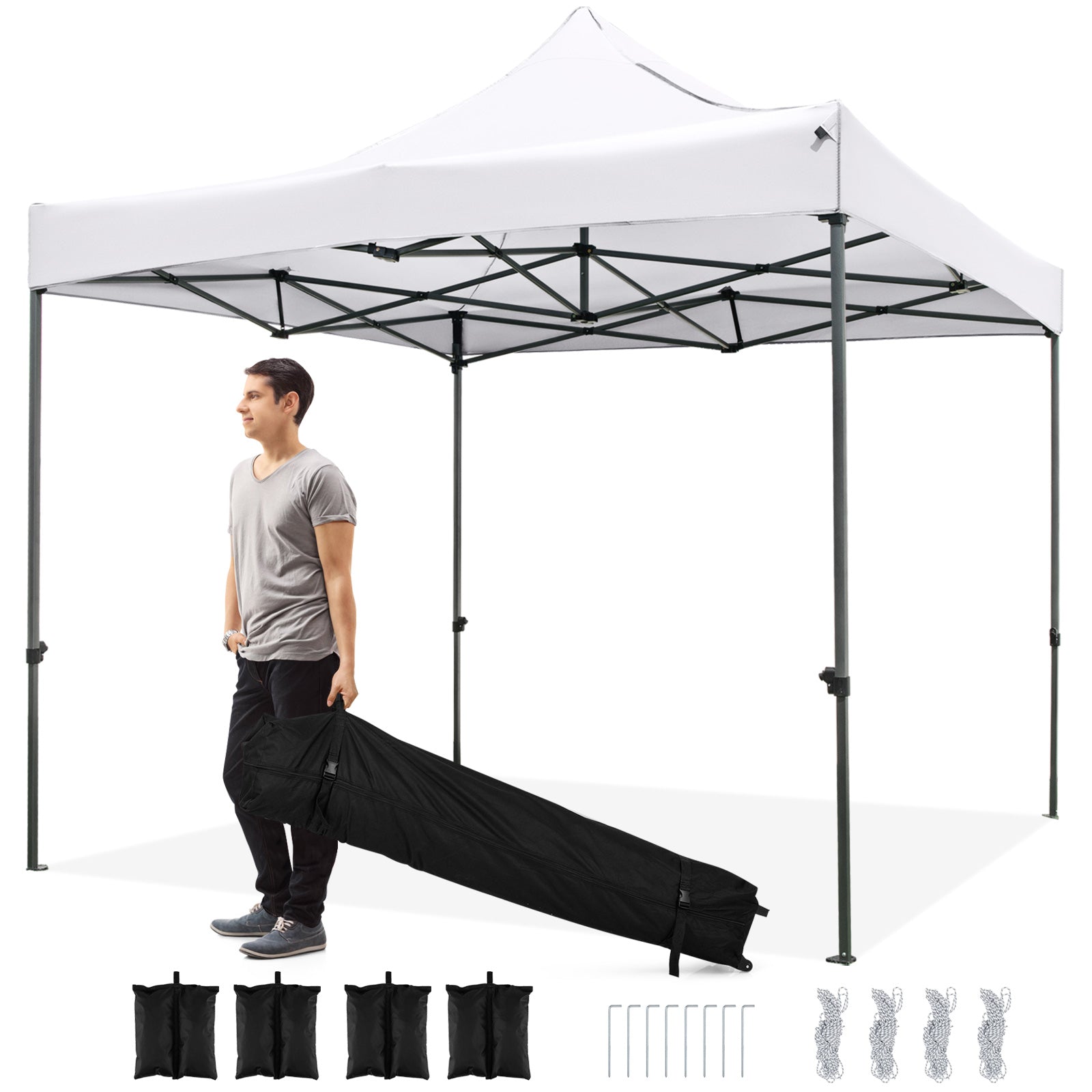 10 x 10 FT Outdoor Pop up Canopy Tent - Easy Setup Gazebo Shelter with Wheeled Bag
