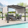 10 x 10 ft Outdoor Pergola Modern Arched Patio Garden Shelter with Retractable Sunshade Canopy