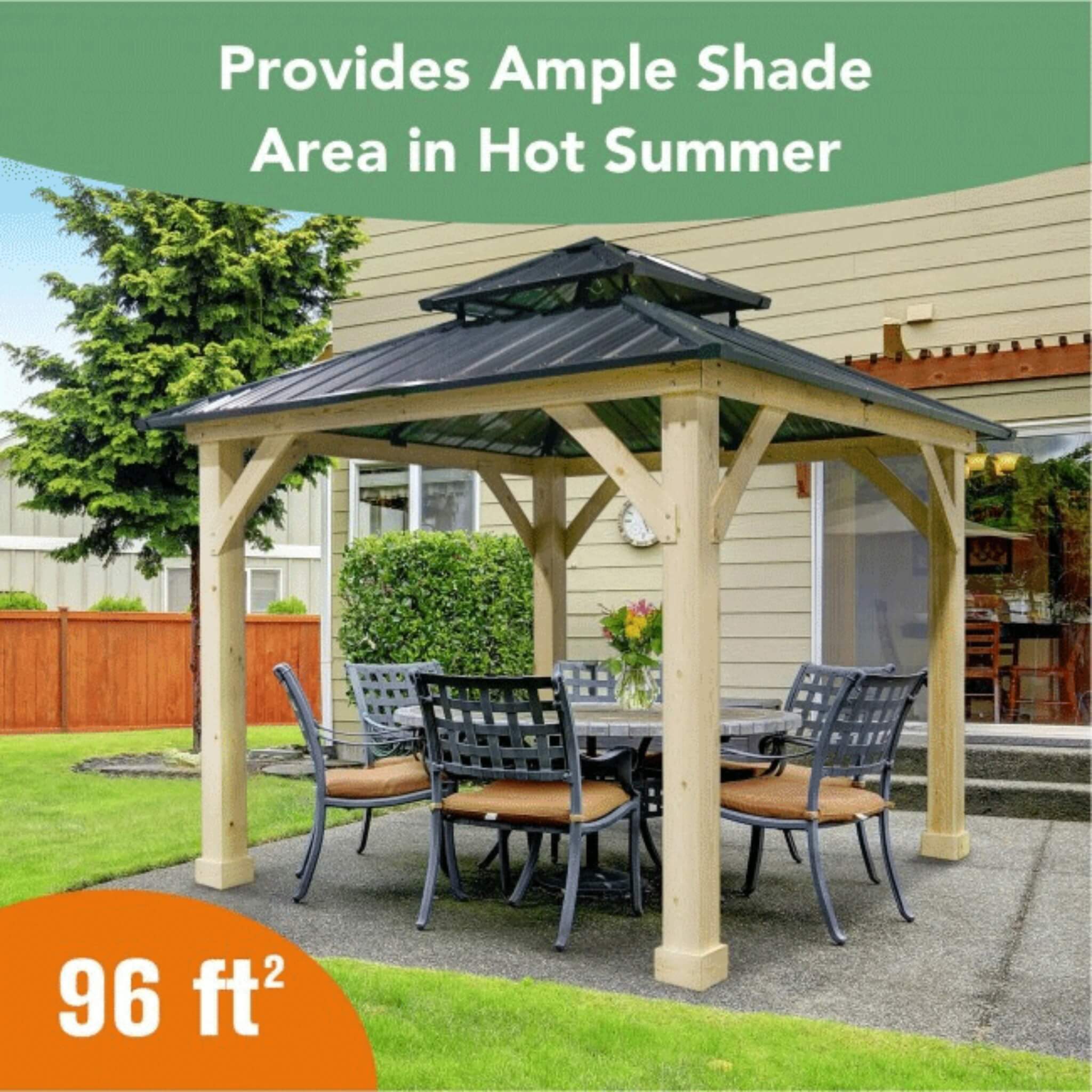 10 X 10 FT Premium Outdoor Patio Hardtop Gazebo W/ Double Steel Roof