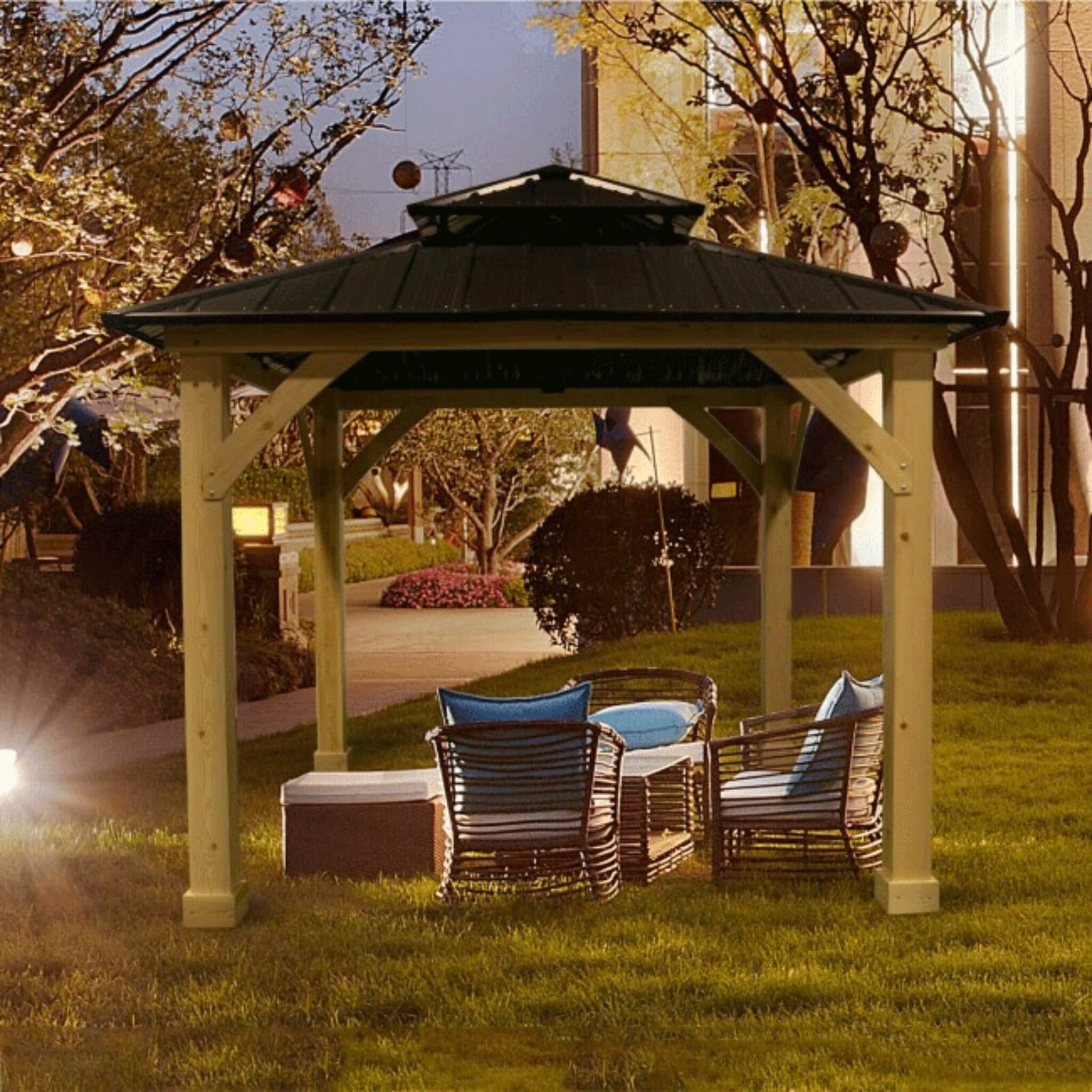 10 X 10 FT Premium Outdoor Patio Hardtop Gazebo W/ Double Steel Roof