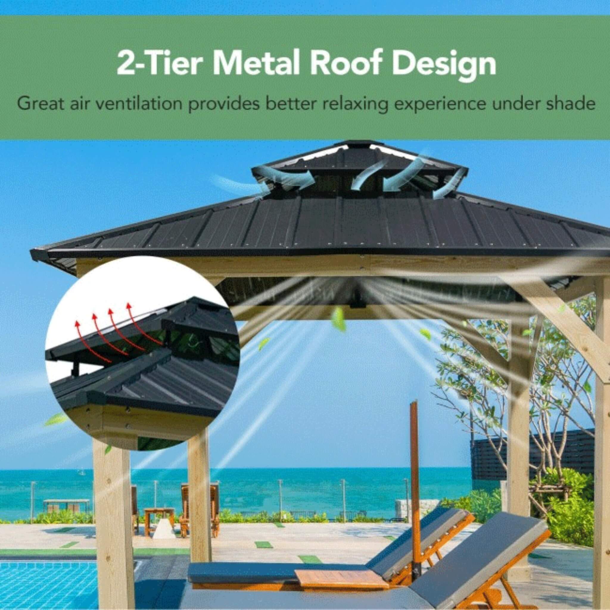 10 X 10 FT Premium Outdoor Patio Hardtop Gazebo W/ Double Steel Roof