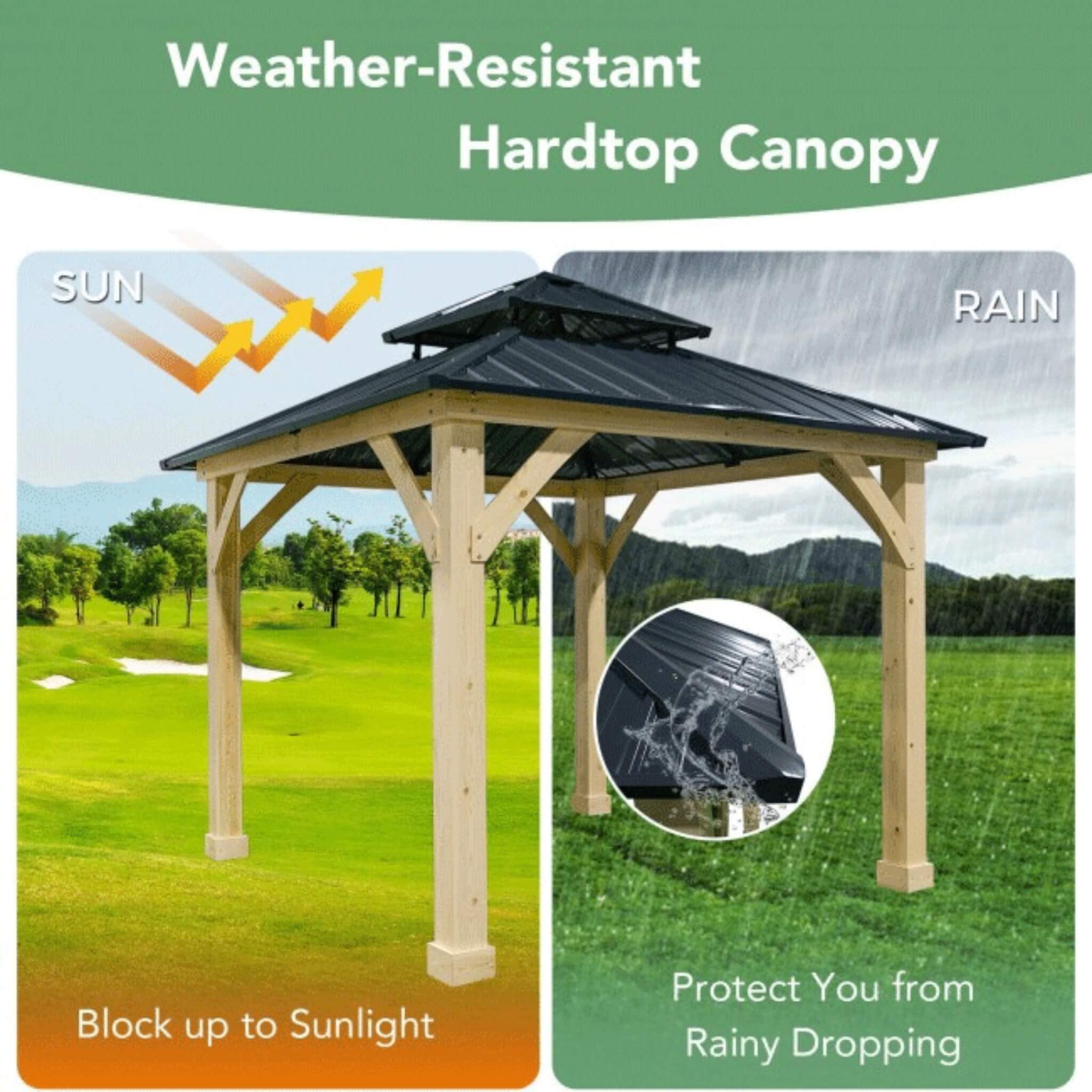 10 X 10 FT Premium Outdoor Patio Hardtop Gazebo W/ Double Steel Roof