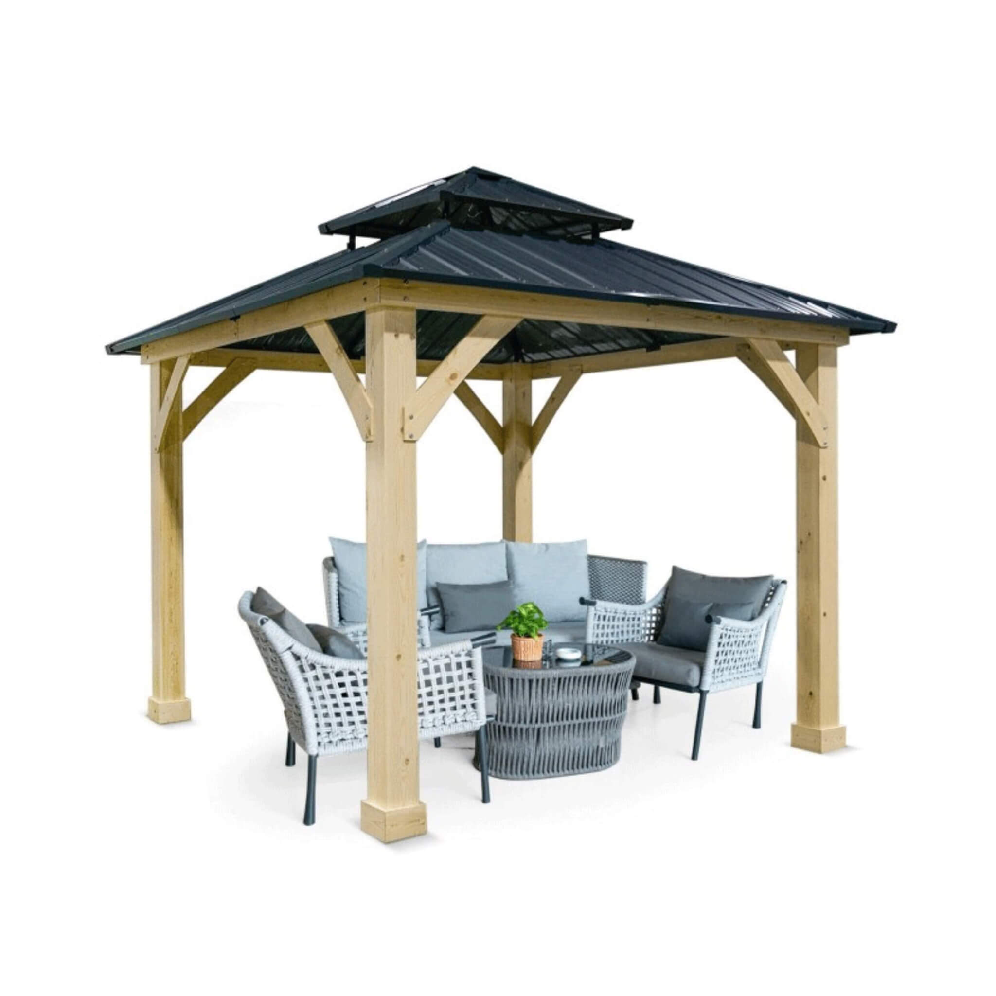 10 X 10 FT Premium Outdoor Patio Hardtop Gazebo W/ Double Steel Roof