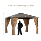 10 X 12 FT  Premium Outdoor Hardtop Patio Gazebo W/ Galvanized Steel Top & Aluminum Frame