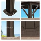 10 X 12 FT  Premium Outdoor Hardtop Patio Gazebo W/ Galvanized Steel Top & Aluminum Frame