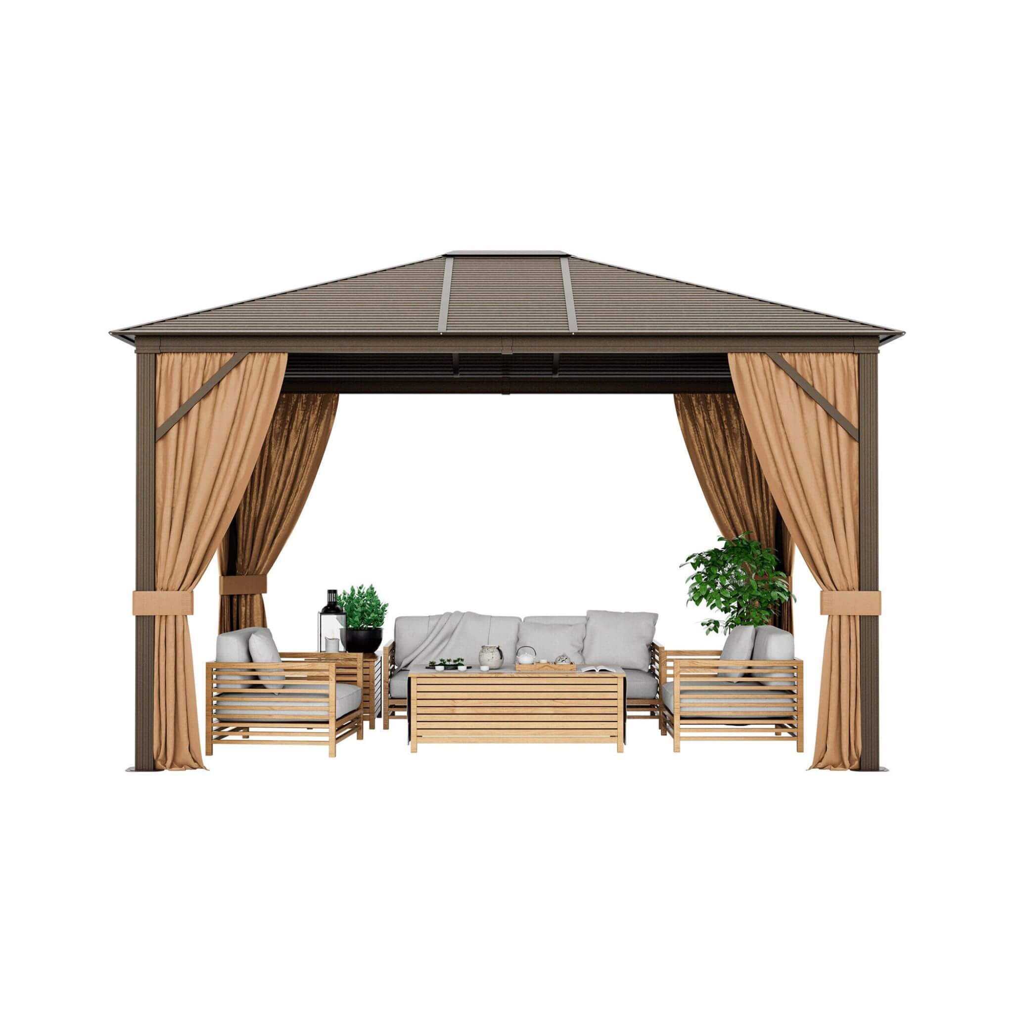 10 X 12 FT  Premium Outdoor Hardtop Patio Gazebo W/ Galvanized Steel Top & Aluminum Frame