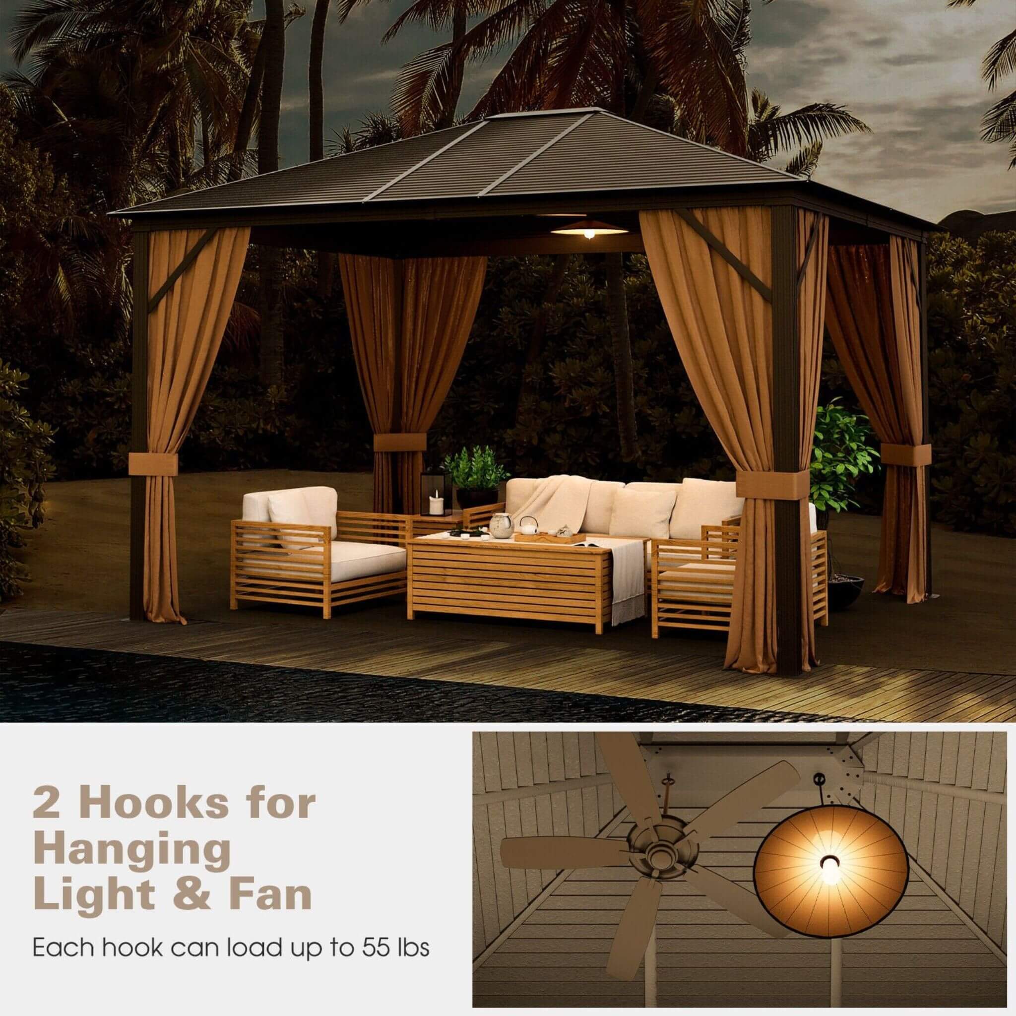 10 X 12 FT  Premium Outdoor Hardtop Patio Gazebo W/ Galvanized Steel Top & Aluminum Frame