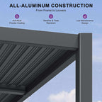 10 X 14 FT Modern Louvered Aluminum Pergola With Sloped Roof