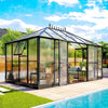 10 X 14 FT Premium Outdoor Polycarbonate Greenhouse With Aluminum Frame And Double Swing Doors