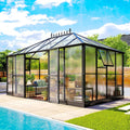 10 X 14 FT Premium Outdoor Polycarbonate Greenhouse With Aluminum Frame And Double Swing Doors