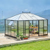 10 X 14 FT Premium Outdoor Polycarbonate Greenhouse With Aluminum Frame And Double Swing Doors