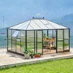 10 X 14 FT Premium Outdoor Polycarbonate Greenhouse With Aluminum Frame And Double Swing Doors