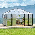10 X 14 FT Premium Outdoor Polycarbonate Greenhouse With Aluminum Frame And Double Swing Doors